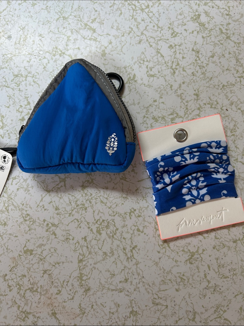 FP Movement by Free People Blue Triangle Coin Pouch & Hair Band